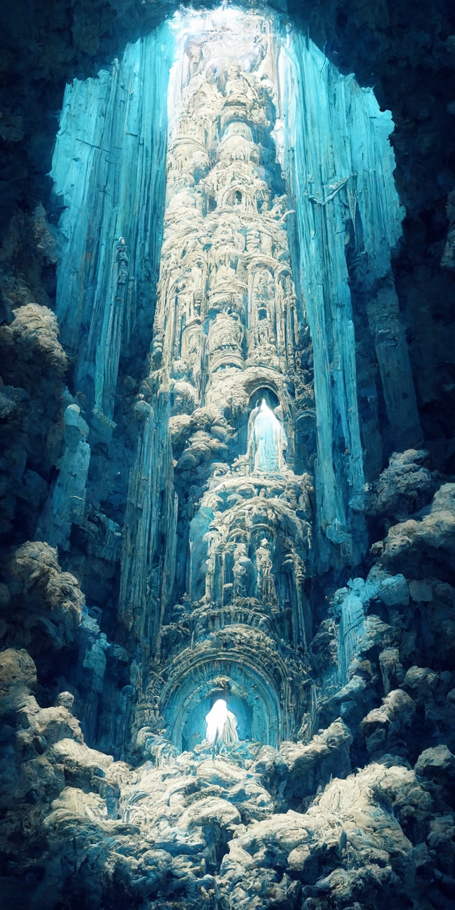 dark souls, cryptopunk deathcore style of beksinski, dramatic white and blue lighting, god in white and gold in the center, cinematic 8k, houdini render, detailed