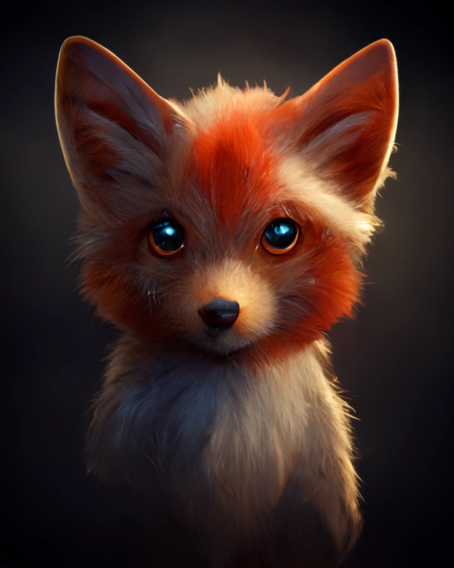 portrait of the cutest red fox ever, fluffy, photorealistic, soft lighting, unreal engine