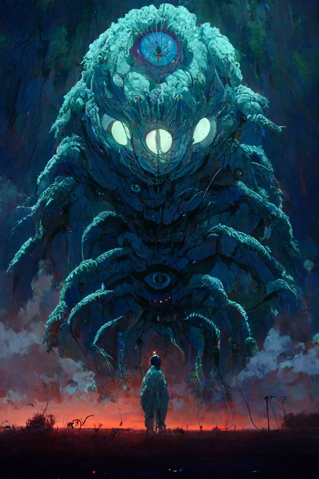 hi-tech synthetic RNA bioweapon nanotech demonic monster new world order scheme by Zdzislaw, Noah Bradley, Studio Ghibli
