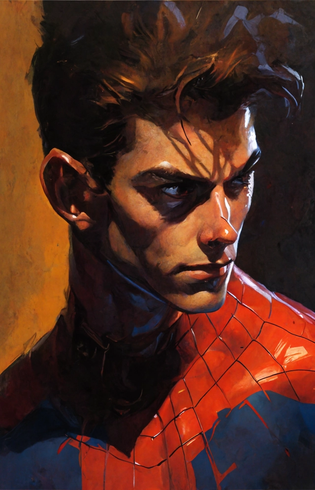Spider-Man, chracter portrait by Frank Franzetta