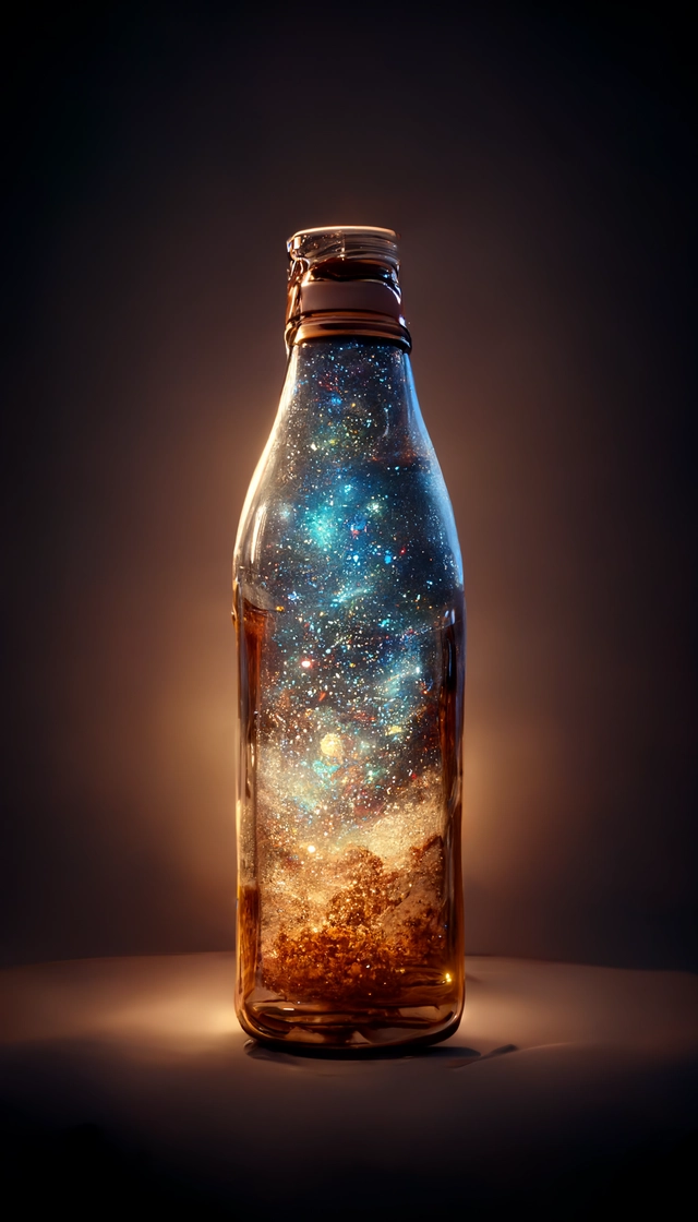 milkyway in a glass bottle, 4K, unreal engine, octane render